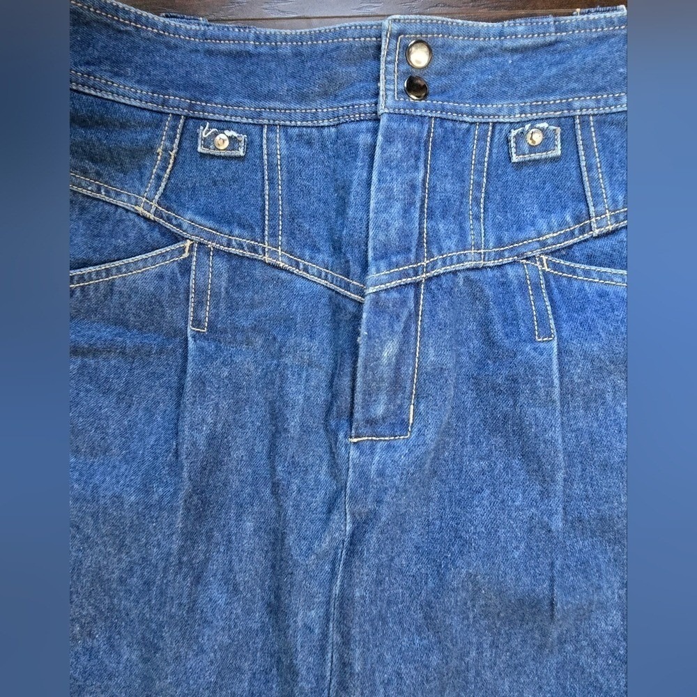 Vintage Denim Midi Skirt Size 16 Blue Jean 90s Y2K CottageCore Minimalist - Picture 4 of 5